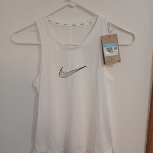 Nike White Tank Top with Black Gradient Swoosh